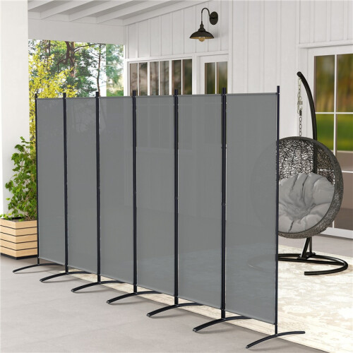 6 Panel Folding Room Divider Foldable Freestanding Garden Privacy Screen, 332 x 172 cm, Dark Grey 2