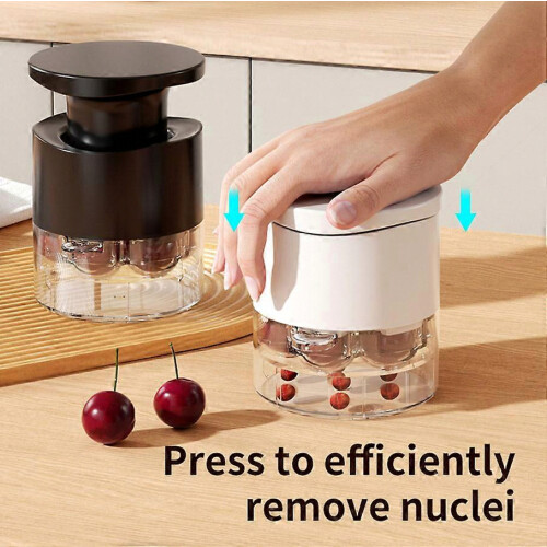 7-Hole Hand Press Cherry Pitter, Multi-Function Fruit Seed Core Remover Portable Kitchen Gadget-White 1