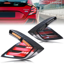LED-achterlichten voor Honda Civic Hatchback Type-R 2016-2021, dynamische richtingaanwijzers, zwart, set van 2