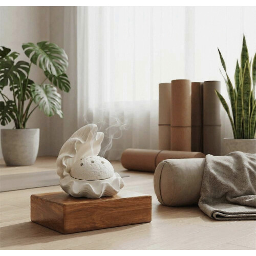 Scallop Shape White Shell Incense Burner Ceramic Exquisite Mosquito Incense Holder Thick Mosquito Coil Tray Tea Table 2