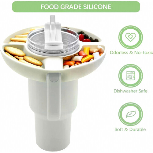 Vassoio in silicone per snack, bicchiere da 1,2 litri con manico (bordeaux) 1