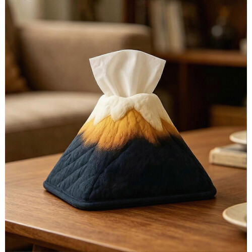 Foldable Tissue Box Mountain Design, Soft Plush Storage Organizer, for Home Office Car-B 1