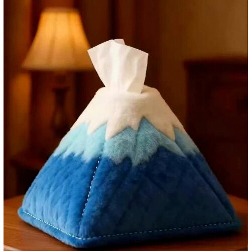 Foldable Tissue Box Mountain Design, Soft Plush Storage Organizer, for Home Office Car-B 2