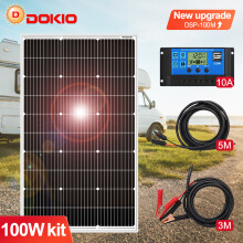 DOKIO zonnepaneel 100W, monokristallijn silicium, waterdicht, voor RV en thuis