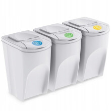 Prosperplast conjunto de 3 caixas de arrumação SORTIBOX, 35 l cada, cinzento, para reciclagem