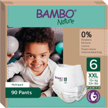 Bambo Nature, fraldas de treino, conjunto de 5 x 18un, tamanho 6-18+kg, biodegradáveis