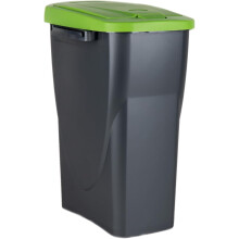 Cofan cubo de lixo verde para reciclar vidro, capacidade 15 L, tampa manual com pulsador