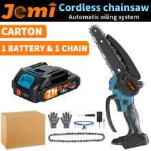 Jemi Tool draadloze mini-kettingzaag, 6 inch, met 1 accu en 1 ketting, voor tuin en houtbewerking
