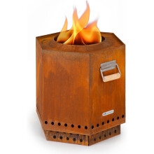Blumfeldt Cuenco de Fuego Mojanda, mesa de fogo em aço inoxidável com tampa para chuva e pegas de madeira, exterior