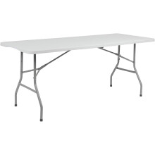 Mesa de catering dobrável e portátil, 180x70x74 cm, resina e aço, 150 kg, para exterior e interior