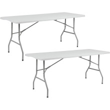 THINIA HOME conjunto de 2 mesas dobráveis retangulares de 180 cm, resina e aço, para exterior e interior