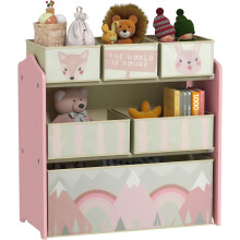 ZONEKIZ estante infantil para brinquedos com 6 caixas, 63x30x66 cm, rosa