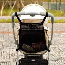 Stroller Mesh Net Bag, Baby Stroller Organizer Storage Bag, Hanging Cart Storage Pouch for Baby Essentials, Universal Fit, Black