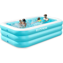 Sloosh Piscine gonflable 130 x 72 x 22 pouces avec sièges, durable et épaisse pour jardin
