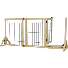 PawHut barreira para cães em madeira extensível, 112-159x70 cm, natural