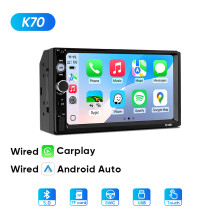 Ainavi Autoradio 2 Din 7 pouces, Écran tactile MP5, CarPlay sans fil, Android Auto, Caméra arrière, BT 5.0