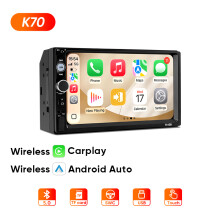 Ainavi Autoradio 2 Din 7 pouces, Écran tactile MP5, CarPlay sans fil, Android Auto, Caméra arrière, Bluetooth 5.0