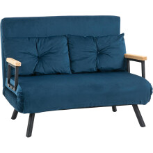 HOMCOM Sofá Cama de 2 lugares, 4 em 1, dobrável, 102x73x81 cm, azul, veludo