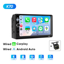 Ainavi Autoradio 2 Din 7 pouces, Écran tactile MP5, CarPlay sans fil, Android Auto, Caméra arrière