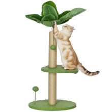 PawHut Arbre à chat, Centre d'activités, Ø 40 x 83H cm, Vert, Bois et Peluche