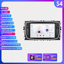 Hizpo Autoradio, 7 Zoll Android 14 Multimedia Navigationssystem, 4GB RAM + 32GB Speicher, für Ford Focus, Mondeo, S-Max, Kuga
