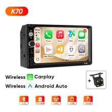 Ainavi Autoradio 2 Din 7 pouces, Écran tactile MP5, CarPlay et Android Auto sans fil, Caméra arrière, Bluetooth 5.0