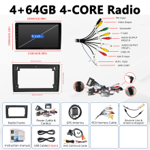 Autoradio GPS avec CarPlay et Android Auto sans fil, Écran 9 pouces HD, 4 Go RAM 64 Go ROM, pour Audi A4 B6 B7