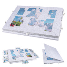 Planche à puzzle en feutre gris argenté, 77x53,6 cm, avec 6 tiroirs de rangement et support inclinable