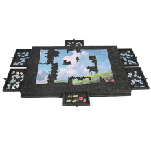Planche Ă puzzle en feutre, 77x53.6 cm, 6 tiroirs de rangement, support inclinable et housse de protection