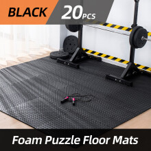 Tapis de sol en mousse EVA haute densité, Noir, 31x31 cm, antidérapant, pour salle de sport et musculation