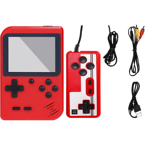 Consola retro portátil, ecrã de 3 polegadas, bateria recarregável, 400 jogos incluídos, castanho
