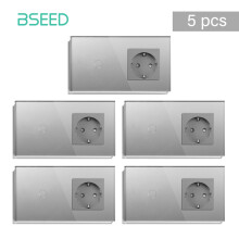 BSEED Interrupteur Tactile à Capteur, Lot de 5 Gris, Panneau en Verre avec Rétroéclairage