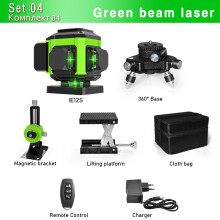 CLUBIONA 3D laserwaterpas, 12 lijnen, groen, zelfnivellerend met afstandsbediening en accu