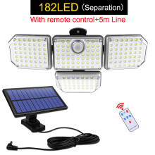 Lámpara LED solar exterior, 182led, cabezal ajustable, IP65 impermeable, 3 modos de funcionamiento