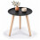 (Black) Round Tripod Side Table 40cm Wooden Legs 1