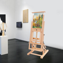 Chevalet d'artiste convertible en bois, professionnel, réglable 140-300 cm, avec 4 roulettes