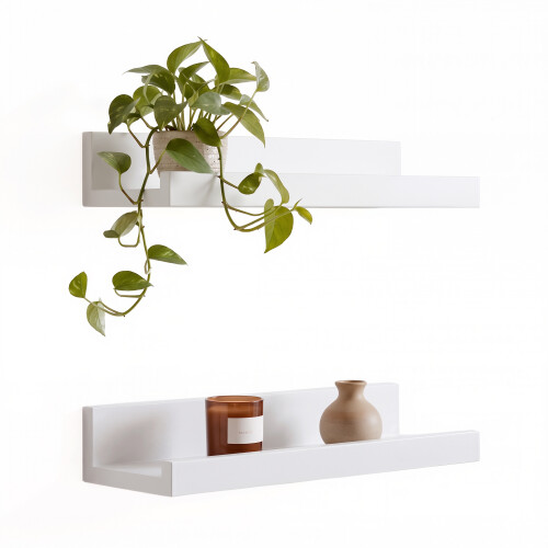 (White, 30 cm) GEEZY Set of 2 Floating Wall Shelves Picture Ledge Display Rack Book Hanging Shelf