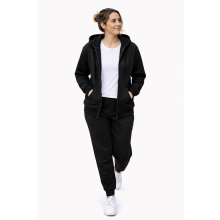 (S, Black) Women Hoodie Tracksuit Set ZipUp Sweatshirt Jogger