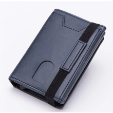 Zciti cartera de cuero PU, tarjetero con bloqueo RFID y caja de metal, azul