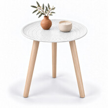 (White) Round Tripod Side Table 40cm Wooden Legs