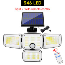 Lámpara LED solar exterior, 182 LEDs, cabezal ajustable, IP65 impermeable, 3 modos, seguridad