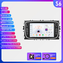 Hizpo Autoradio, 7 Zoll Android 14 Multimedia Navigationssystem, 6GB RAM + 64GB Speicher für Ford Focus, Mondeo, Kuga