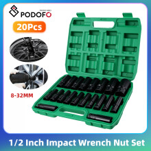Podofo Jeu de 20 Douilles à Chocs Hexagonales 8-32 mm 1/2 Pouce en Acier Chrome Vanadium avec Étui
