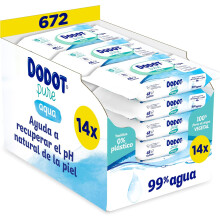Dodot Toallitas Bebé Pure Aqua, conjunto de 14 pacotes de 48 unidades, 672 unidades