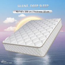 AUTHMIC veermatras, 140x200x21cm, 7-zone pocketveren met natuurlijk latex en traagschuim, wit