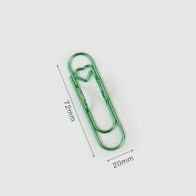 Lot de 10 pinces à papier multifonctions en métal en forme de cœur avec porte-stylo, Vert
