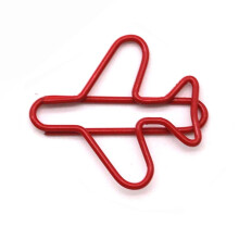 Lot de 10 trombones en métal en forme d'avion, Rouge, 2.7x2.5cm, papeterie scolaire et bureau
