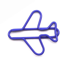 Lot de 10 trombones en métal en forme d'avion, Bleu, papeterie scolaire et bureau