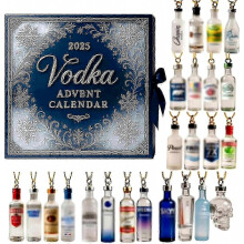 2026 Wodka Adventskalender - 24 Dagen Miniatuur Proefset, Sterke Drank Aftelcadeau voor de Kerst, Cadeauverpakking voor Mannen en Vrouwen (1 stuk)
