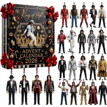 Adventskalender 2026 met popmuziekiconen, 2D acryl ornamenten voor de kerstboom, cadeau voor muziekliefhebbers